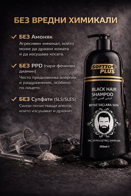 Softto Plus 2в1-Шампоан за Коса и Брада – Натурално Черен